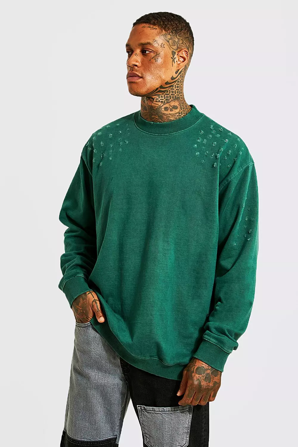 Distressed sweatshirt hot sale